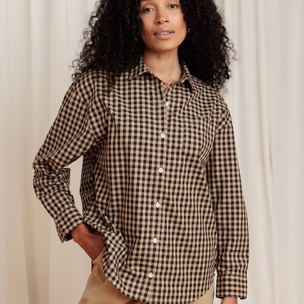 Tradlands Relaxed Black and Tan Checkered Button-Up Shirt